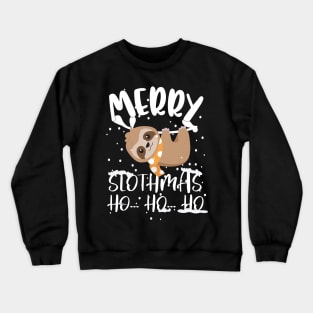 Merry Slothmas Ho Ho Ho Christmas Cute Sloth Pajamas Crewneck Sweatshirt